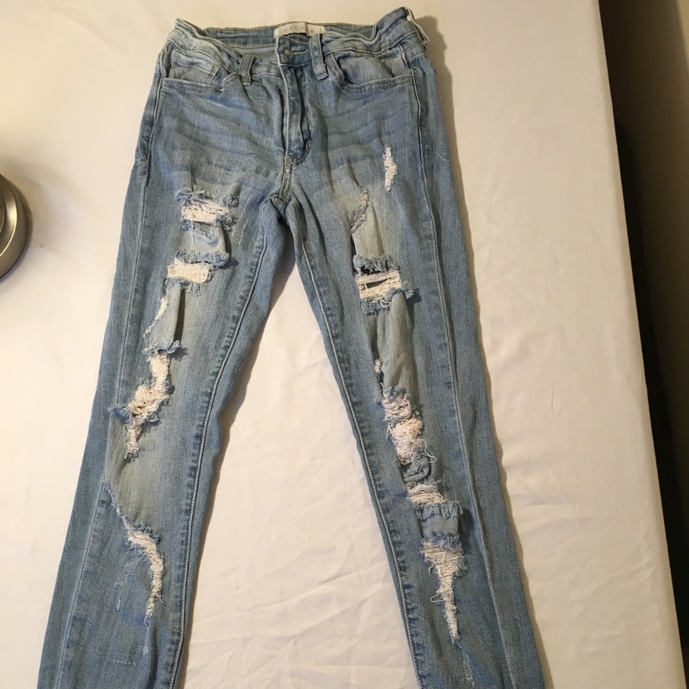 Blue ripped jeans